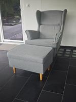 Sessel mit Hocker grau Stoff guter Zustand