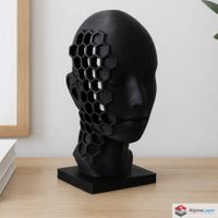 Honeycomb Face Sculpture — Modern Geometric Art - 3D Printed