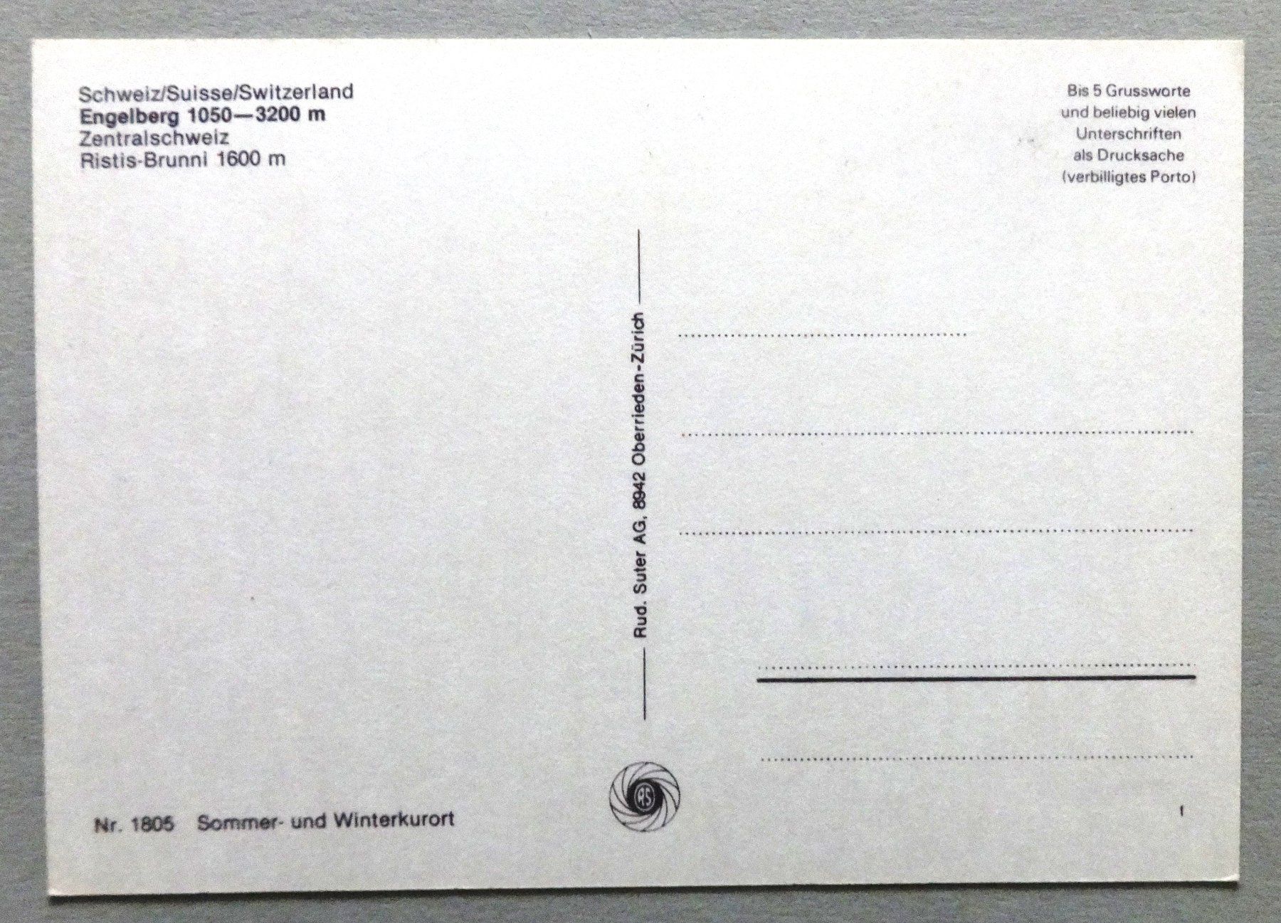 Cartes postales: Engelberg, Ristis-Brunni 1600 m – D'occasion à Fétigny par Billy2miny 1