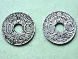2x  10 Centimes France 1919 et 1920 Lindauer