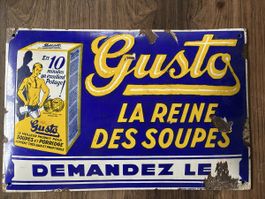 Altes Emailleschild „Gusto – La reine des soupes“ – Original