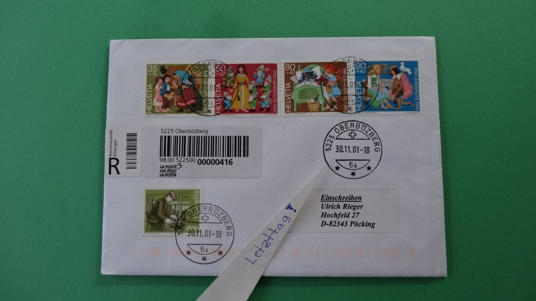 OBERBÖZBERG /AG schöner R - Brief Letzttag !! 30.11.01 3 (Gebraucht) in ...