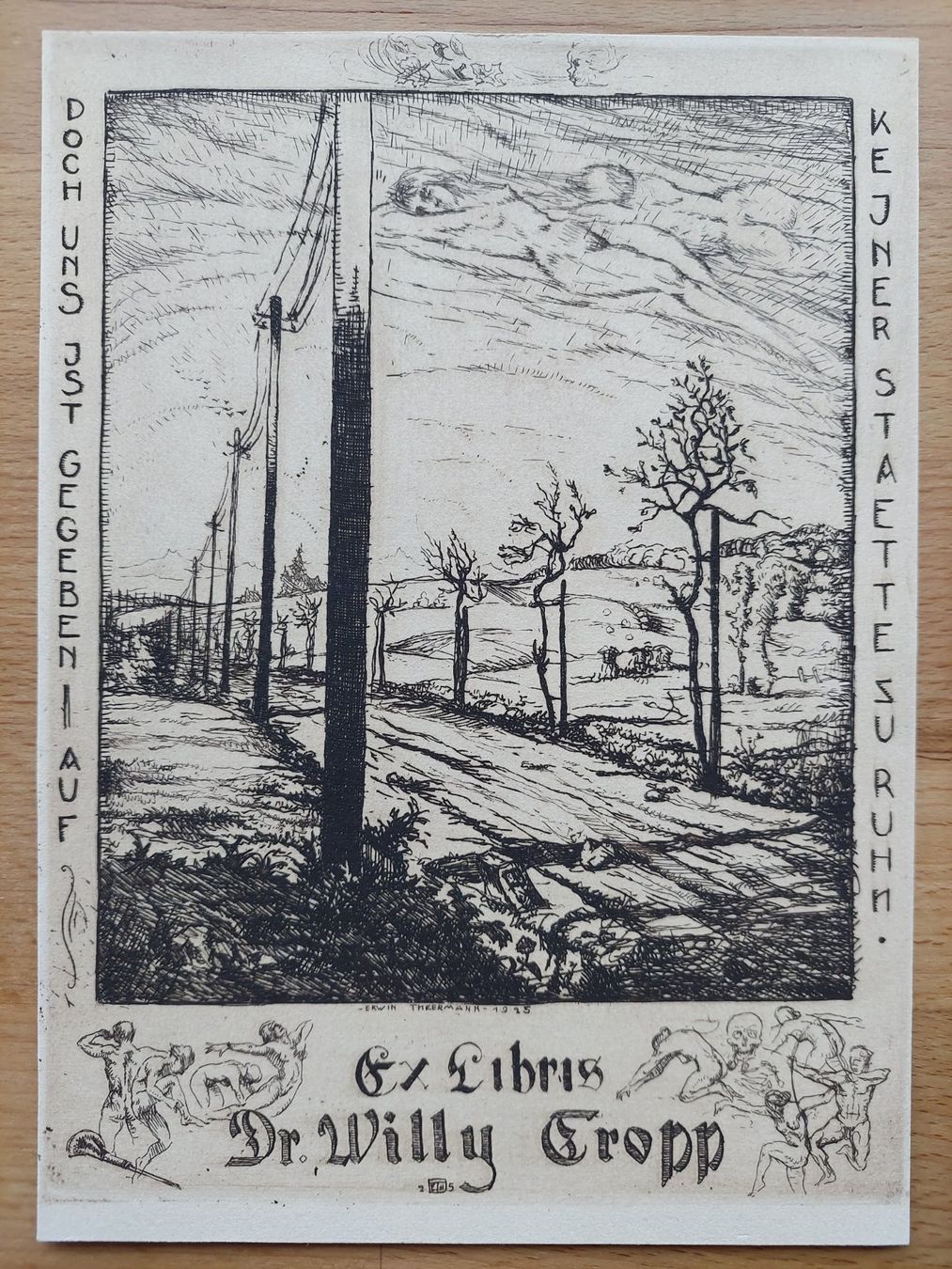 Gemälde: Exlibris Erwin Theermann - Original Radierung 1925 – Gebraucht aus Obfelden von Exlibris-Art