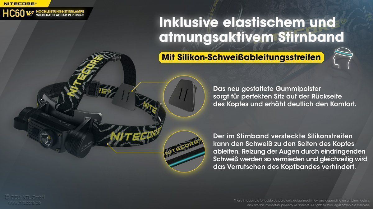 NiteCore Lampen: Nitecore HC60 V2 - Kopflampe 1200 Lumen, – Neu und originalverpackt aus Grüningen von Prolumin 7