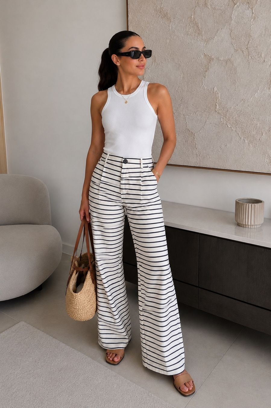 Max Mara Pantaloni: Weekend Max Mara Marlenehose Gr. 36, 71% Leinen,SchwarzWeiss – Nuovo e nell'imballaggio originale da Wallisellen venduto da Lan_82sz