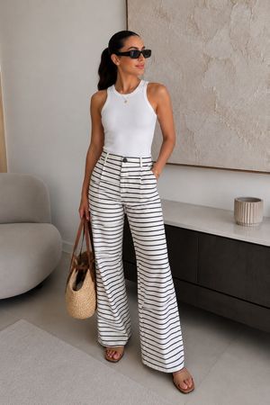 Weekend Max Mara Marlenehose Gr. 36, 71% Leinen,SchwarzWeiss
