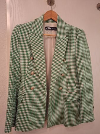 Zara Blazer grün kariert mit Knöpfen Grösse S