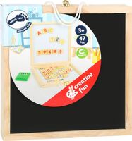 Coffret-tableau Lettres+Chiffres, aimantés en bois ( NEUF )