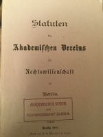 Statuten des Akademischen Vereins f. Rechtswiss. Berlin 1881