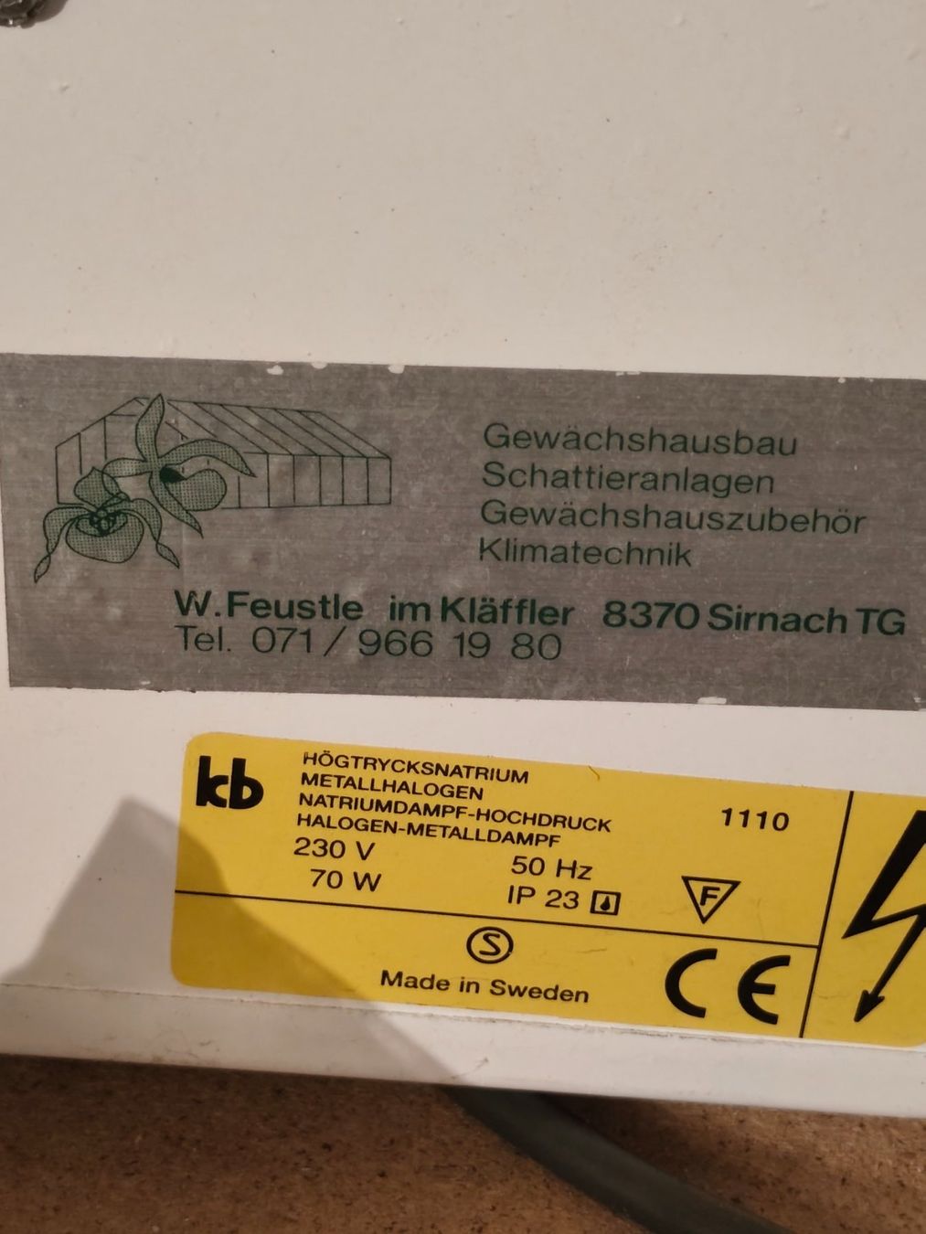 Lampes: Pflanzenlampe 70W 230V gebraucht – D'occasion à Eschenbach LU par Orchi 1