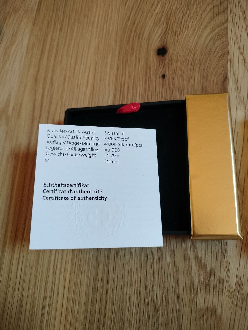 Tutti le monete: Swissmint 50 Franken Gold – Nuovo e nell'imballaggio originale da Stalden VS venduto da Timon14 2