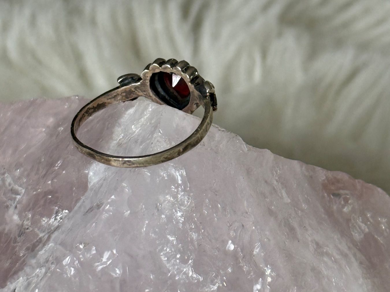 Anelli: Vintage Silberring 925 Herz mit rotem Stein – Usato da Istighofen venduto da Ringparadies 2