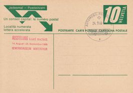 1966 Postkarte Sonderstempel Ausstellung Karl Bickel