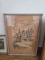 Antikes Bild gerahmt, Schweizer Dorfbild