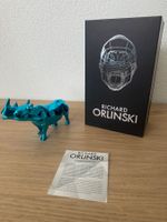 Richard Orlinski Nashorn Skulptur blau gebraucht