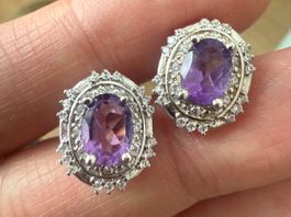 💜 Amethyst Ohrstecker 925 Silber 2ct Vintage Stil ✨