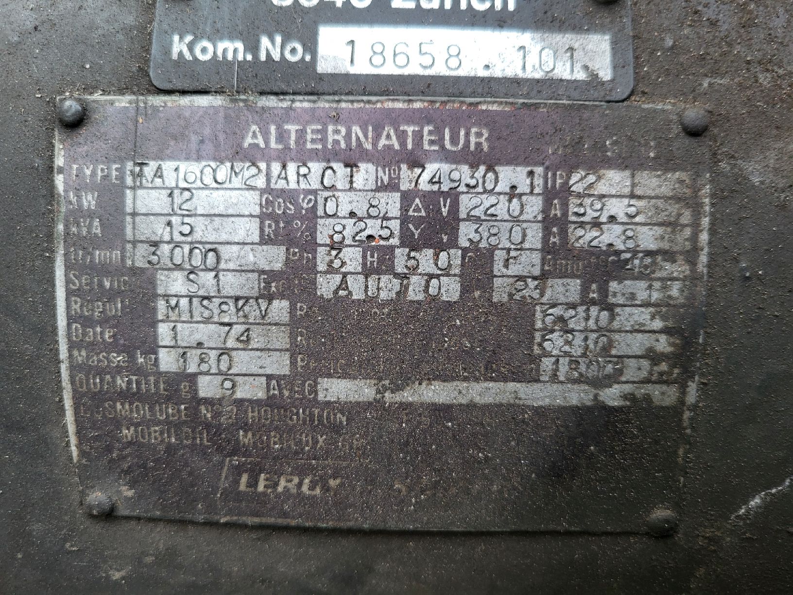 Générateurs de courant: Generator Deutz – Défectueux à Schwarzenburg par Dampfer93 3