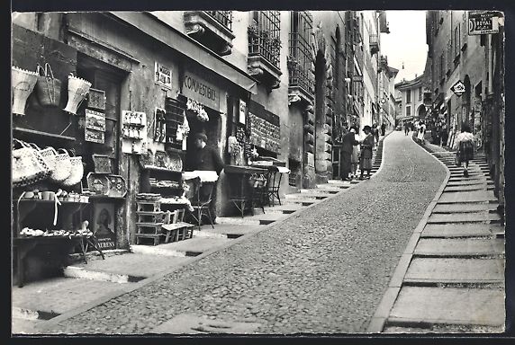 Cartoline postali: Lugano, Via Cattedrale, Strassenpartie – Usato da Berlin venduto da bartko-reher