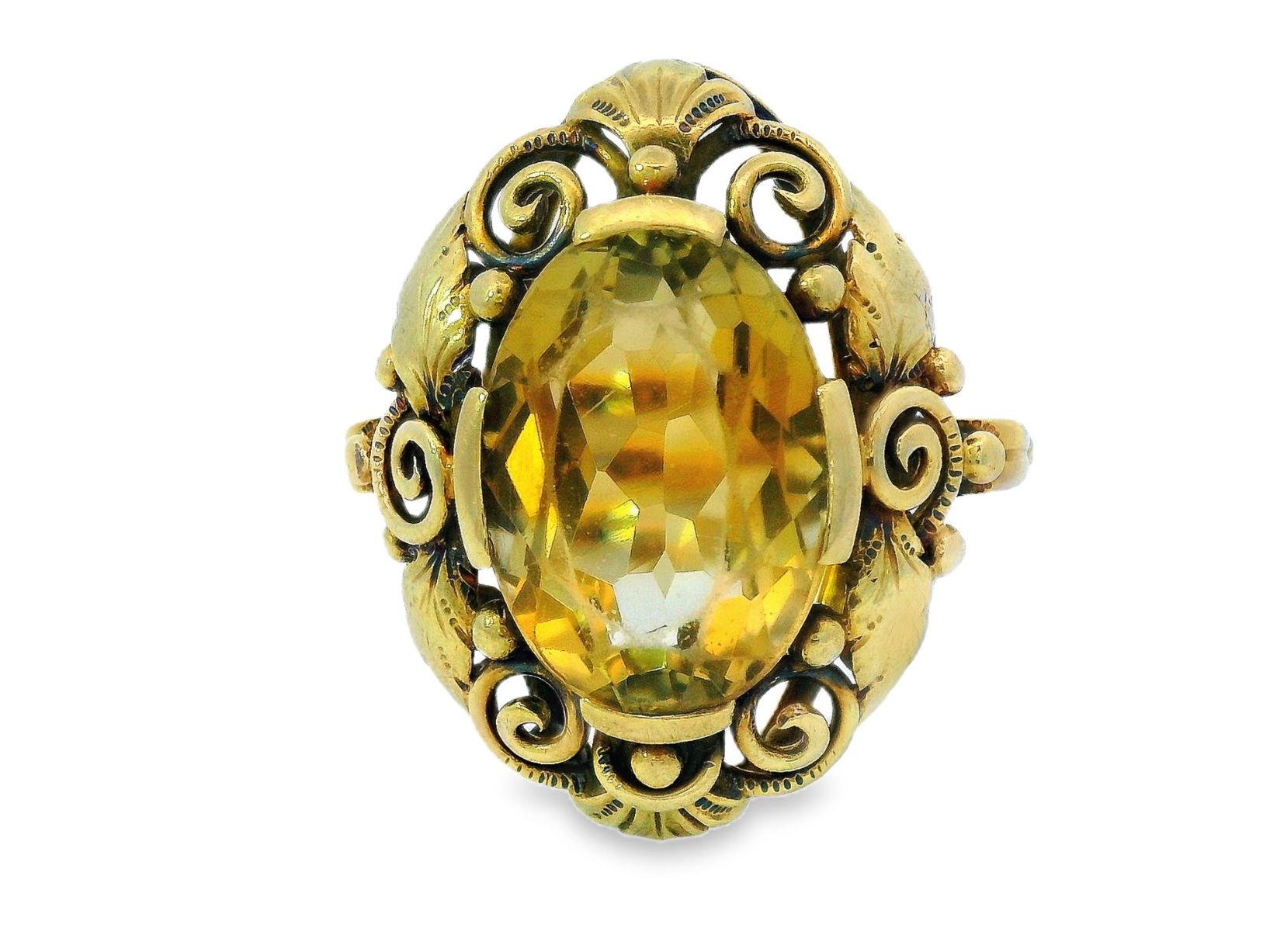 Anelli: Antik 14k 585 Gold Citrin Statement Ring – Usato da Embrach venduto da estzeh1 1