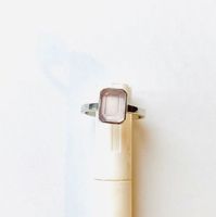 Ring rosa Chalcedon eckig 925 Silber Klassiker Baguette 52