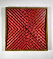Abstraktes geometrisches Kunstwerk auf Holz (Signiert)