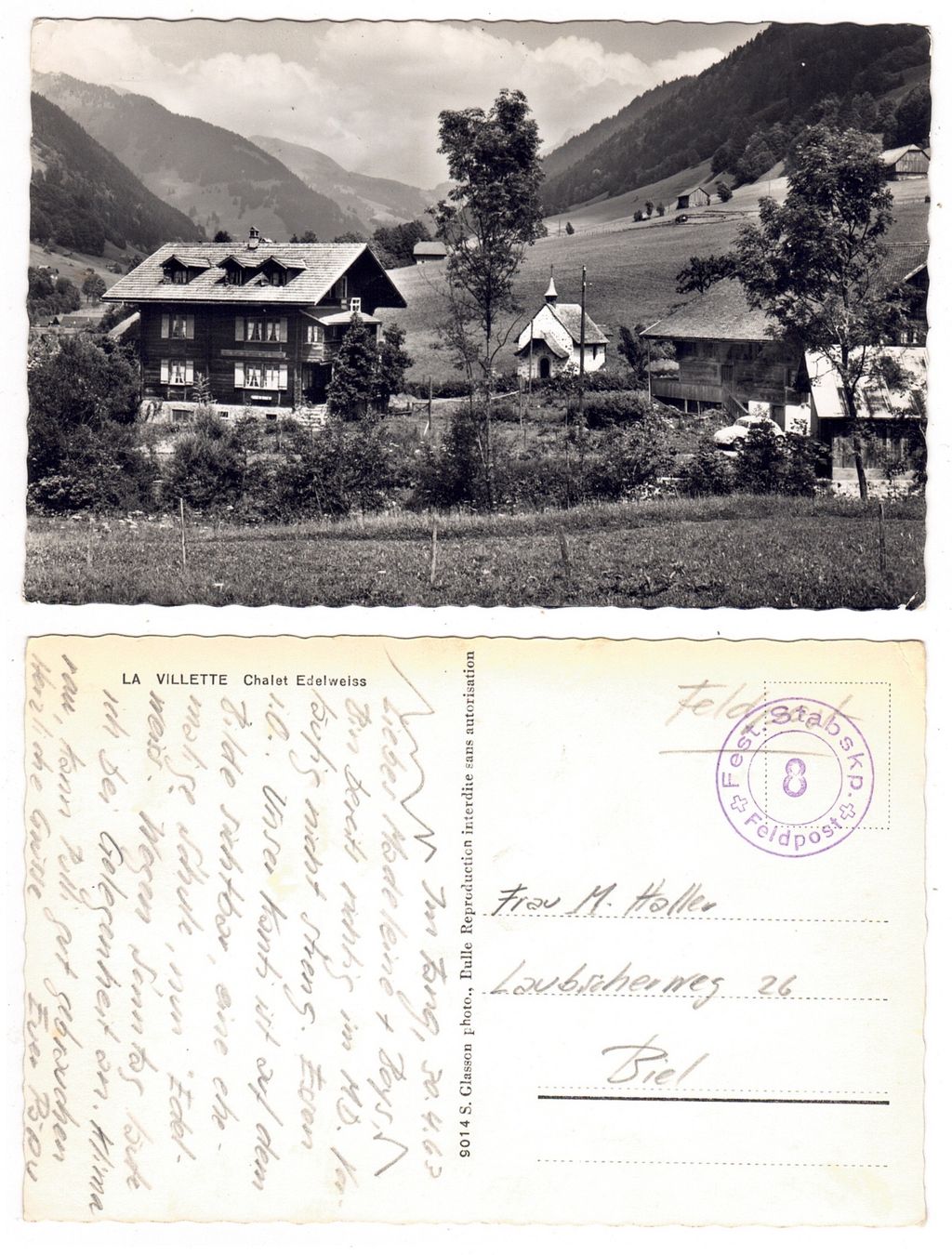 Ansichtskarten: La Villette, Chalet Edelweiss – Gebraucht aus La Tour-de-Peilz von amjust