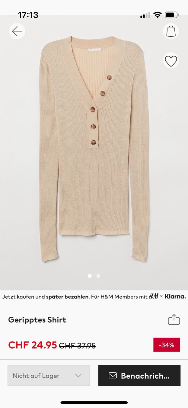 H&M Top: H&M Geripptes Shirt, Gr. 38 – Usato da Interlaken venduto da fbnscl 5