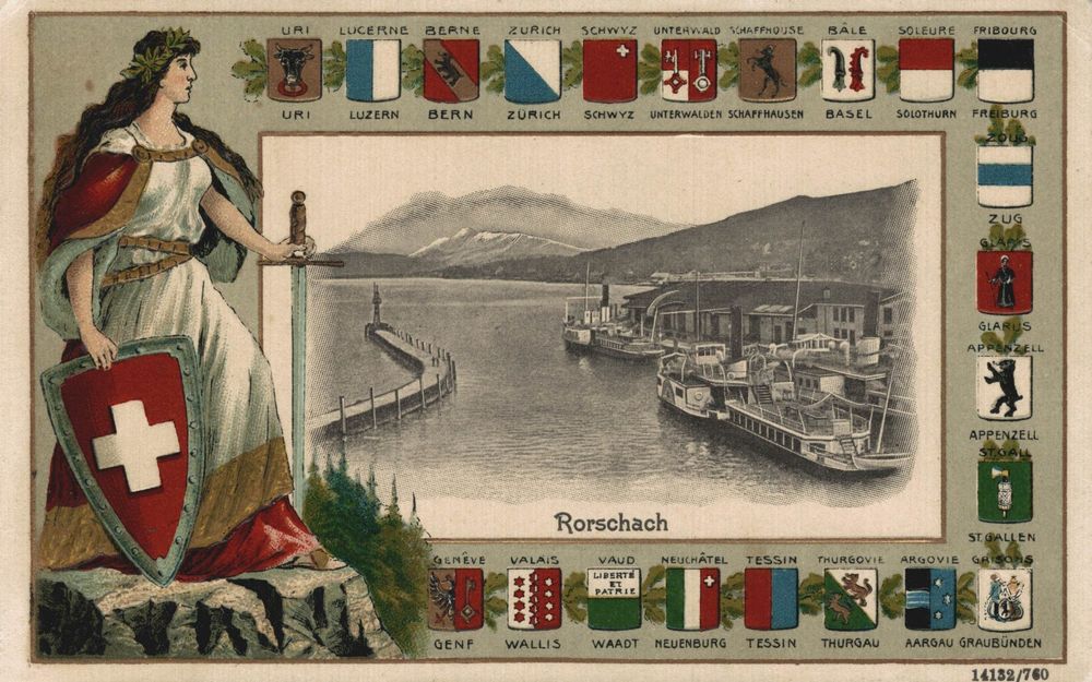 Rorschach Hafen, Prägerand mit Kantonswappen und Helvetia Kaufen auf