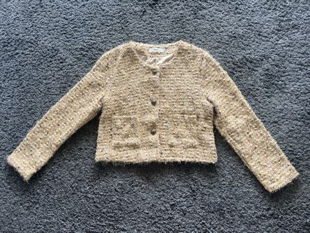 Edle Tweed Jacke Chanel-Stil,Gold, Neu!