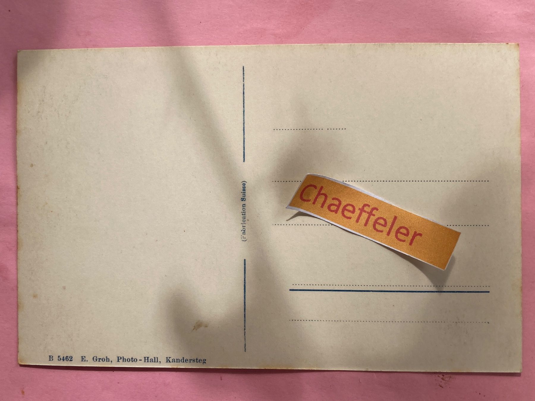 Cartoline postali: Kandersteg 1169 m.ü.M. – Usato da Zürich venduto da Chaeffeler 1