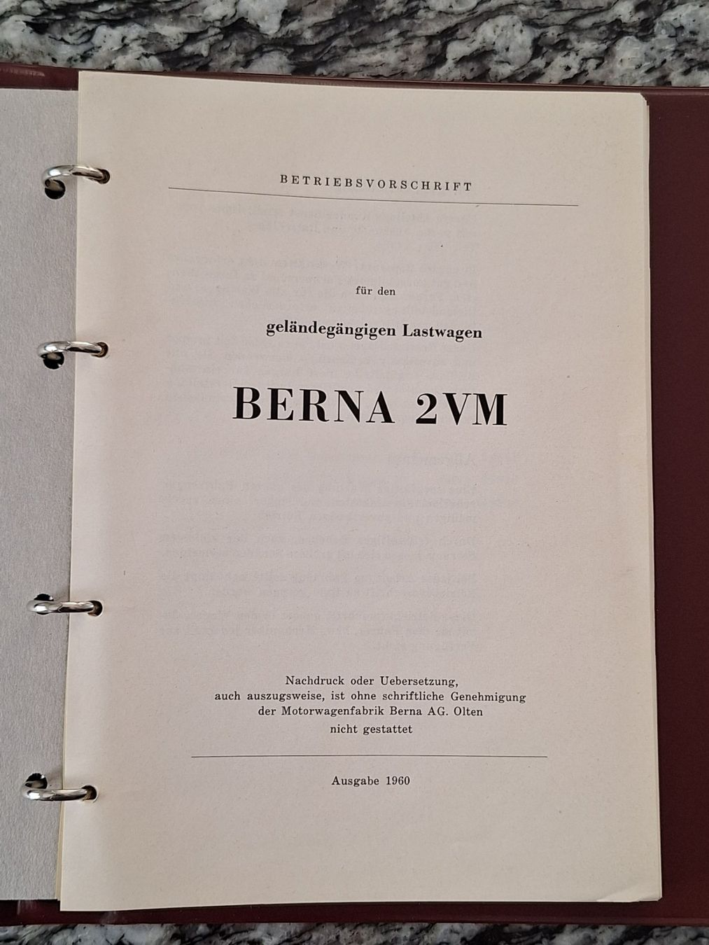 Documenti: Betriebsvorschrift, Berna 2VM – Usato da Lohn-Ammannsegg venduto da Beo71 1