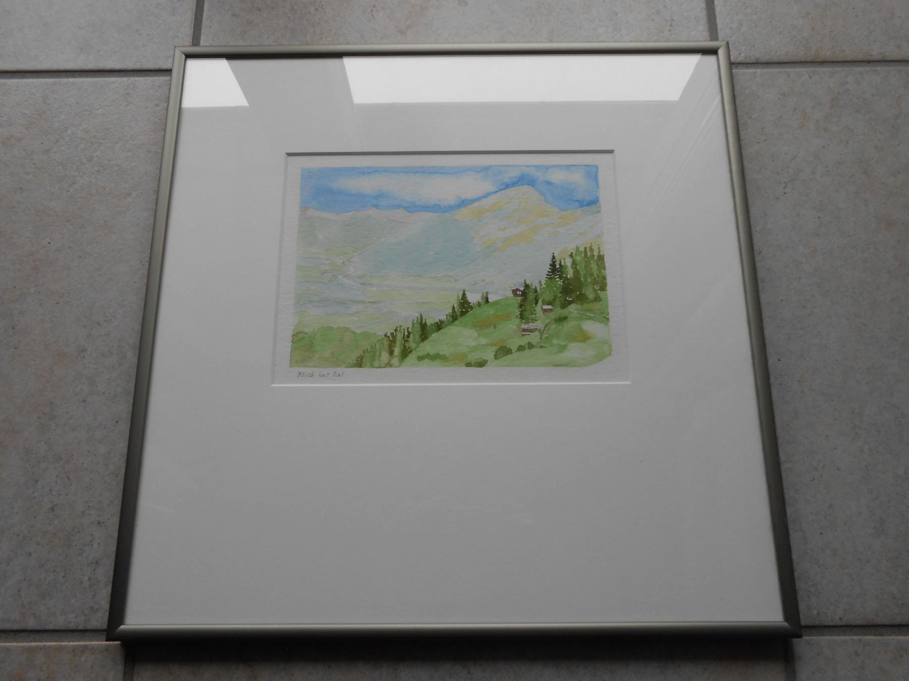 Dipinti: Aquarell CH "Blick ins Tal" GR - (R) – Nuovo e nell'imballaggio originale da Hallwil venduto da pkaiser44