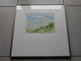 Aquarell CH "Blick ins Tal" GR - (R)