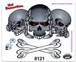 Pirat Schädel Knochen Aufkleber 2teilig (Art. 8121) NEU