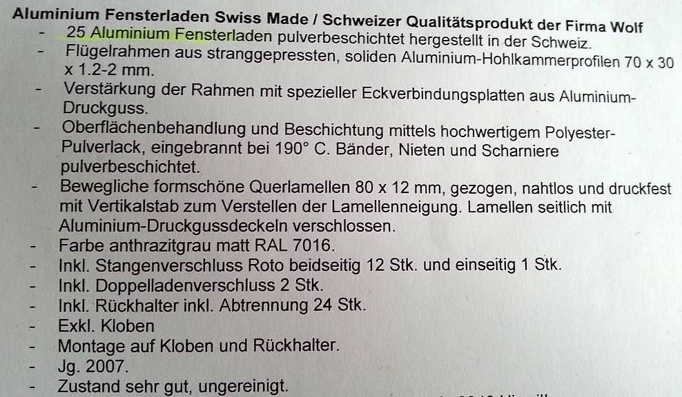 Fensterläden: Alufensterläden, mit  Einbruchschutz, Anthrazitgrau – Gebraucht aus Winterthur von BauTeilLaden2000 6