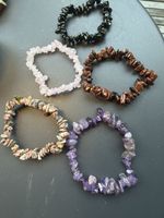 5 Gemstone Bracelets Chip Beads Natural Stones Various - NEW