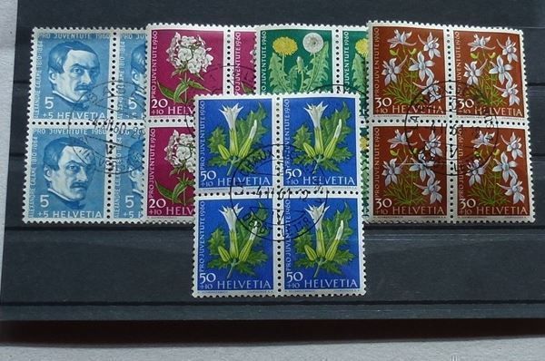 Alle Briefmarken: ++ Viererblock Serie PJ 1961 gestempelt – Gebraucht aus Walkringen von Casablanca777