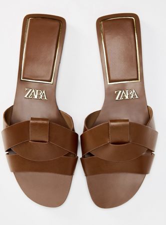 Braune Zara Leder Sandalen