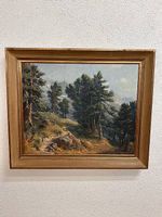 Vintage Ölgemälde Caspar Herrmann Bergwald im Tessin Sobrio