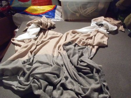 Tuch / Schal gestreift braun/grau/weiss