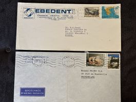 Enveloppes avec timbres Grèce Suisse 2 pièces
