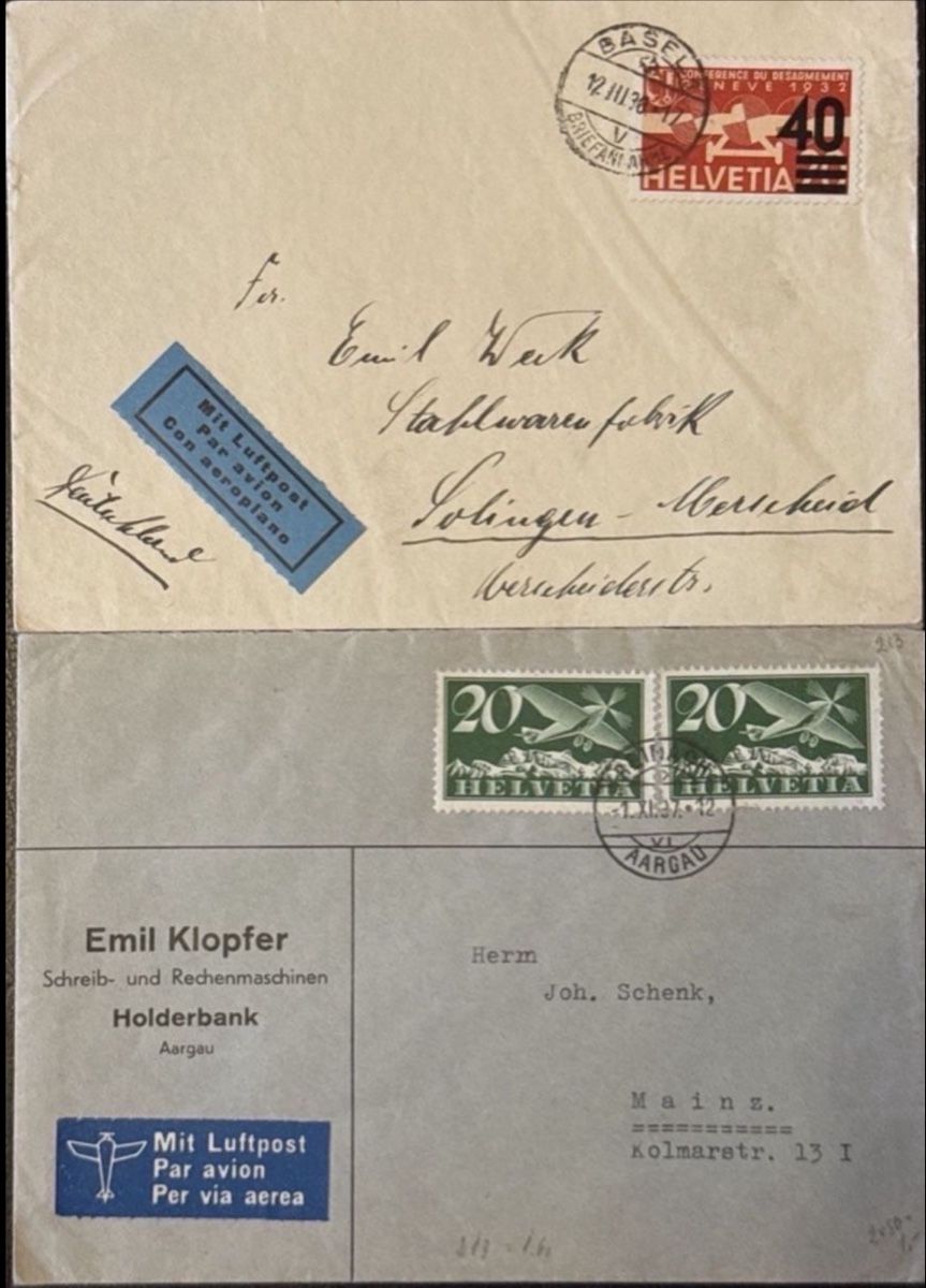 Alle Briefmarken: Briefe mit Stempel und Marke ca. 1937 – Gebraucht aus birsfelden von tim0444