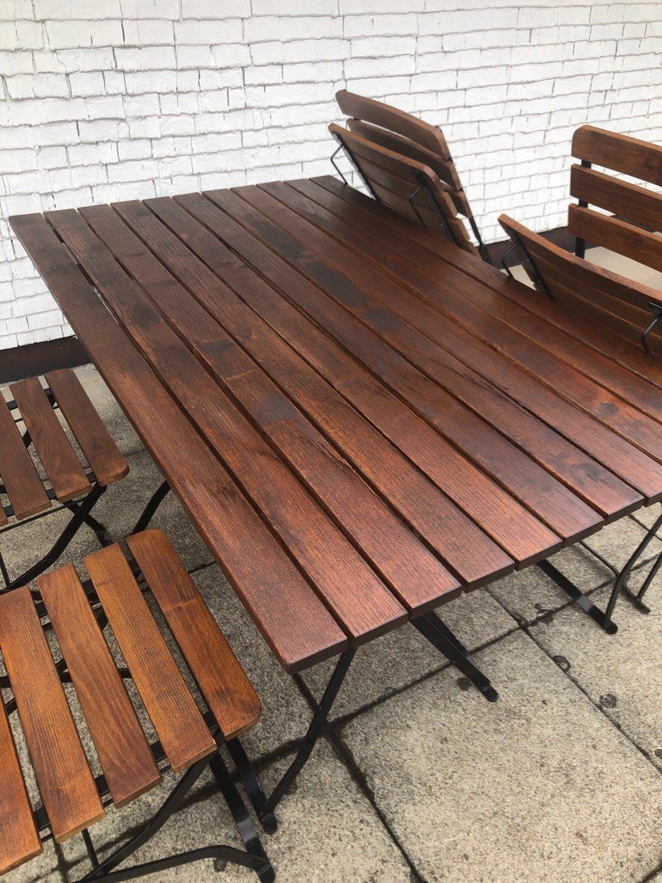 Set de table et chaises: Gartentisch mit 4 Stühlen Holz Metall klappbar – D'occasion à Speicher par Ramtha1 1