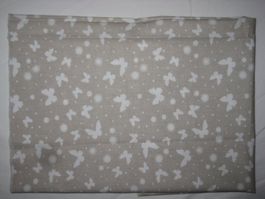 Baumwollstoff beige m. weisse Schmetterlinge Reststück