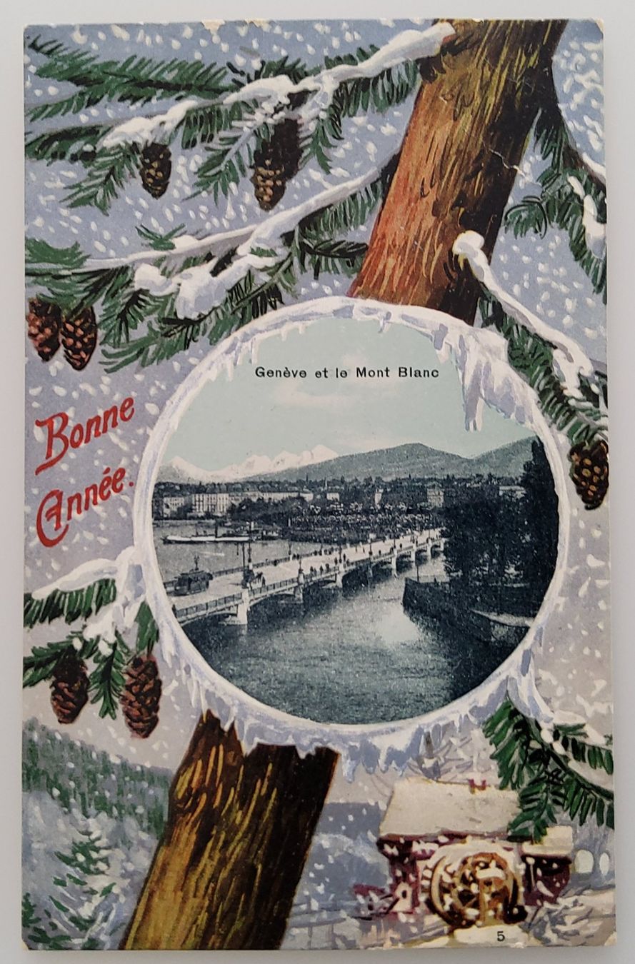 Cartoline postali: Ansichtskarte Genève - Mont Blanc, gest. 1918 – Usato da Buchrain venduto da mue_kru