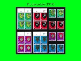 Pro Juventute "Vollstempel-Serie mit Viererblöcken"  (1979)