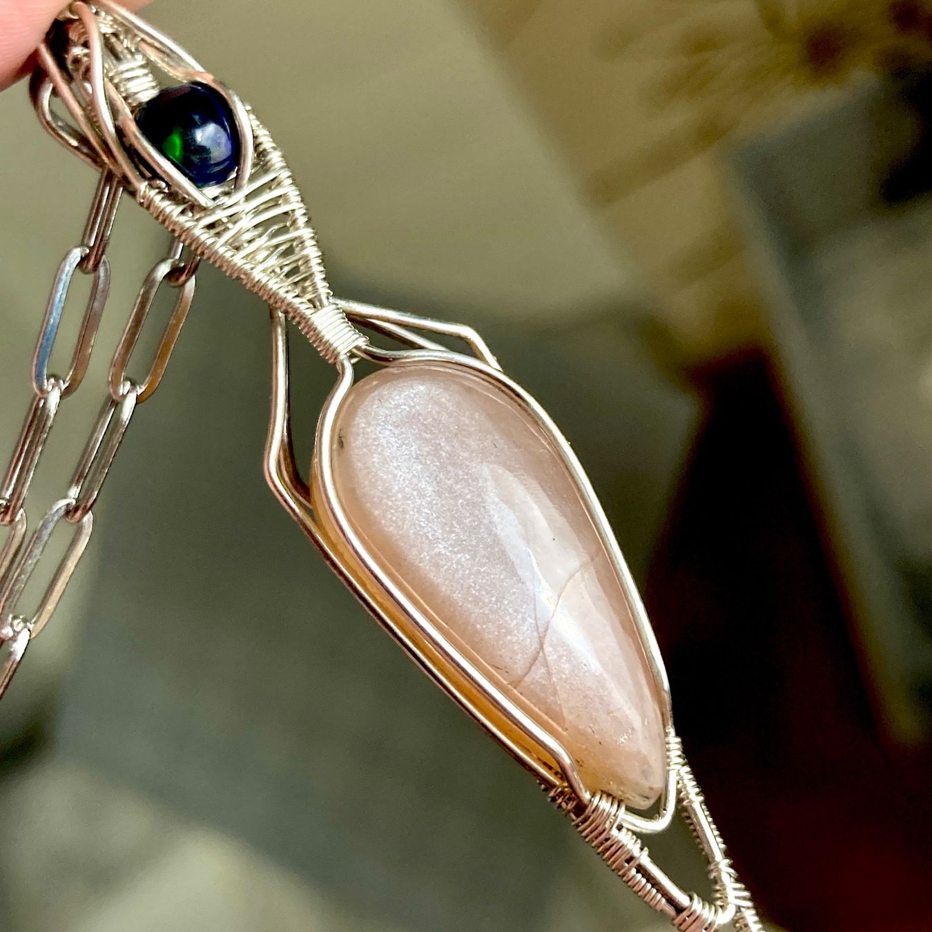 Catenine: Silberanhänger mit Pfirsich-Mondstein und Opal – Nuovo (secondo la descrizione) da Solothurn venduto da Kiki_Di 6