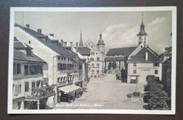 Ansichtskarte Sursee Rathaus u. Kirche 1930