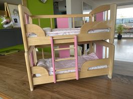 Puppenbett Hochbett Holz mehrfarbig gebraucht