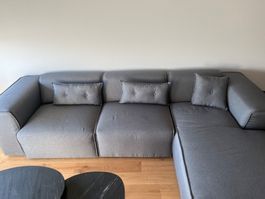 VIMLE 4er-Sofa mit Récamiere, Gunnared mittelgrau